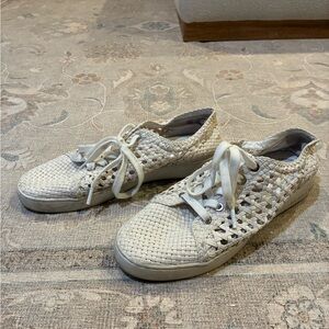Michael Kors White Woven Sneakers